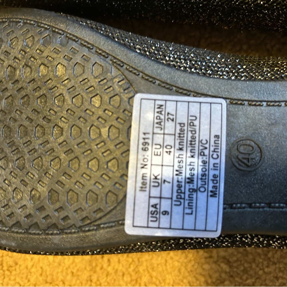 Black Glitter Flats Size 9 NWT - Picture 5 of 7